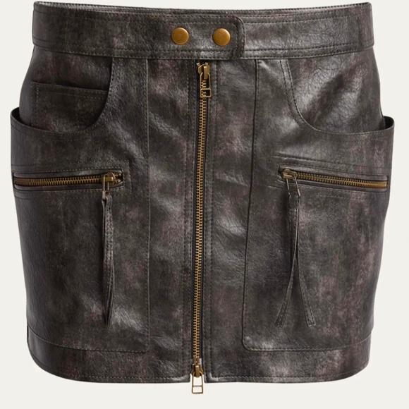 Isabel Marant Etoile Claudine Faux Leather Zip Mini Skirt - Picture 1 of 8
